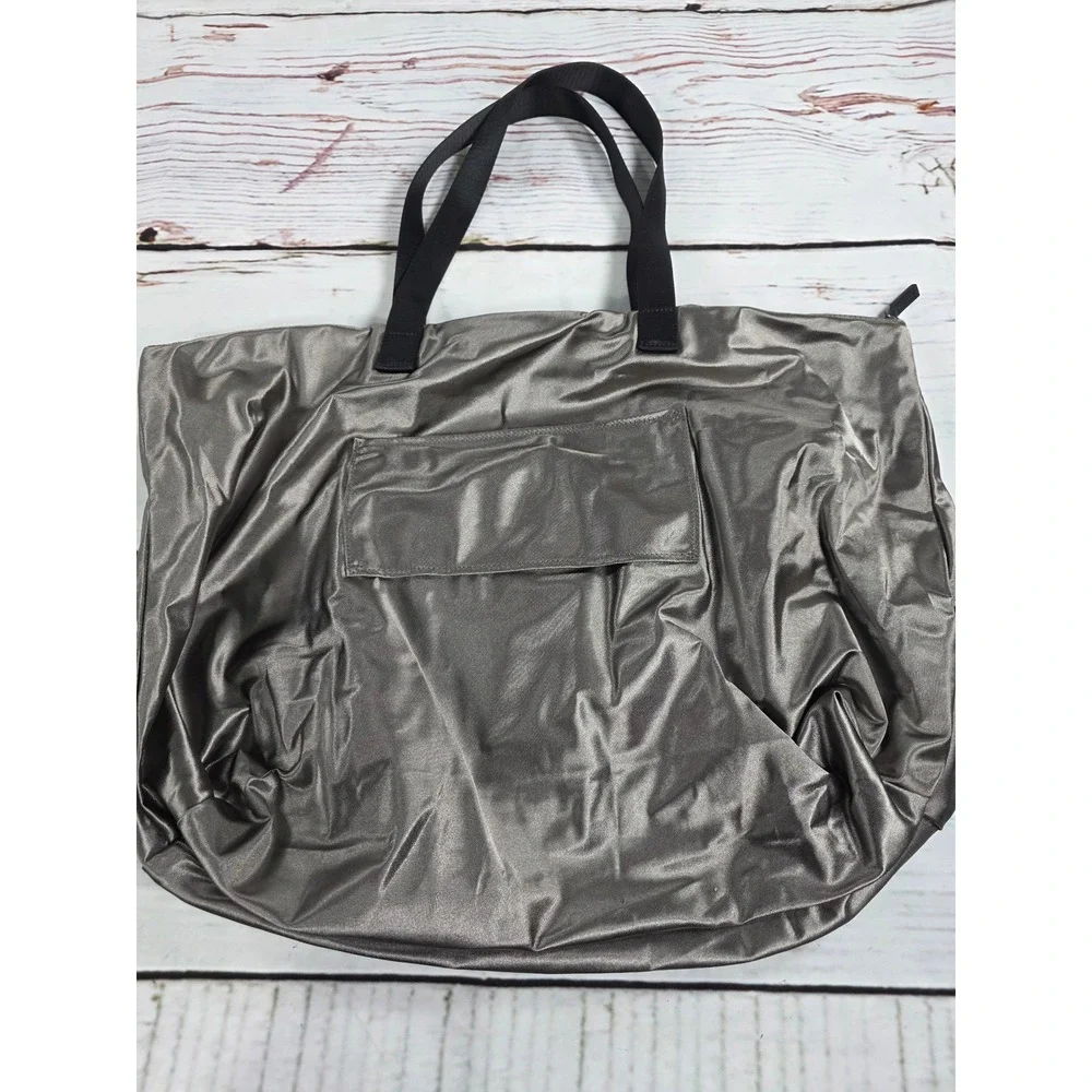 Tumi Just In Case Foldable Travel Tote Bag Metallic Pewter Black Nylon 0481849D